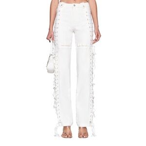 I AM GIA Holly Lace Up White Pants Size XXS